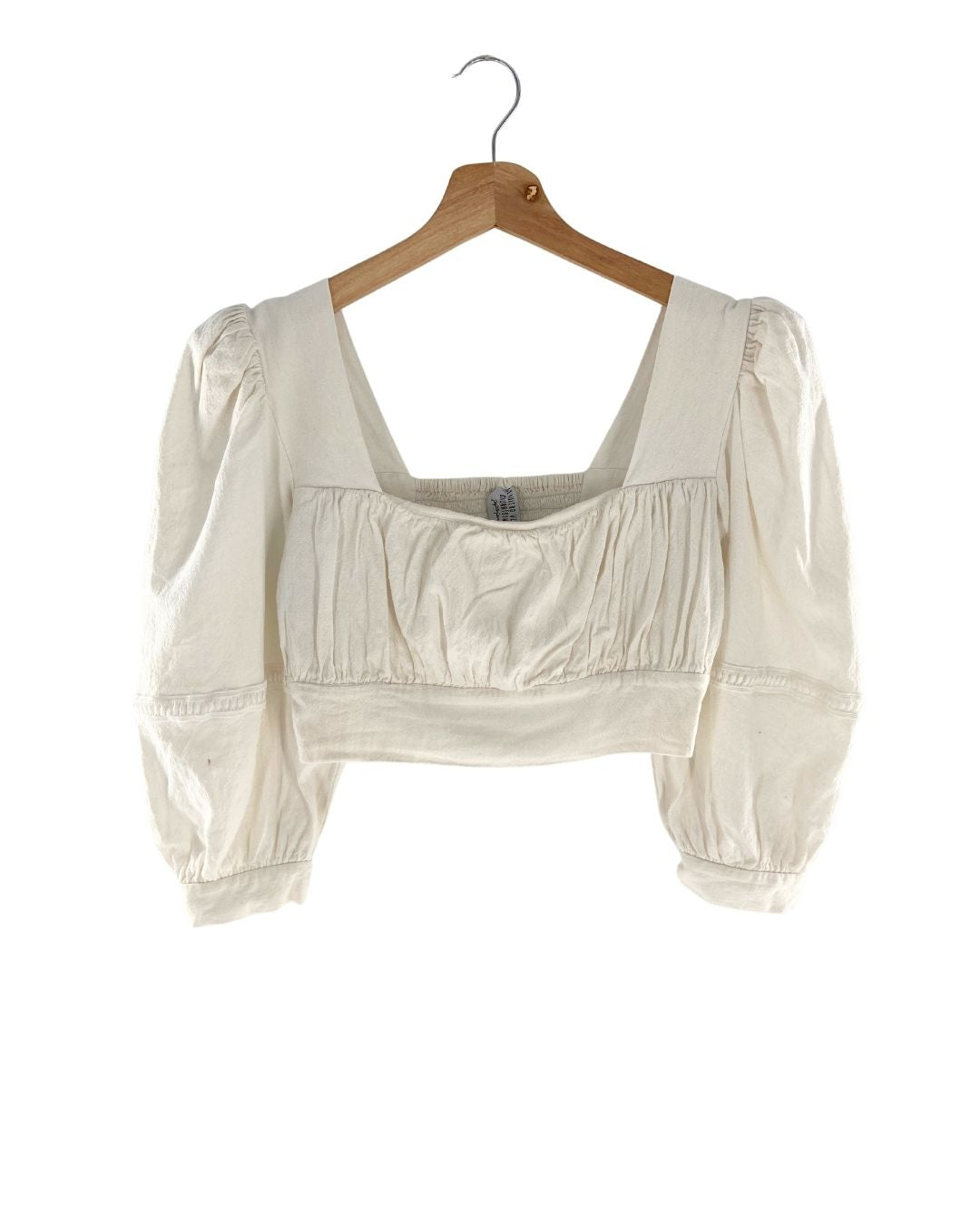 Blusa crop manga globo