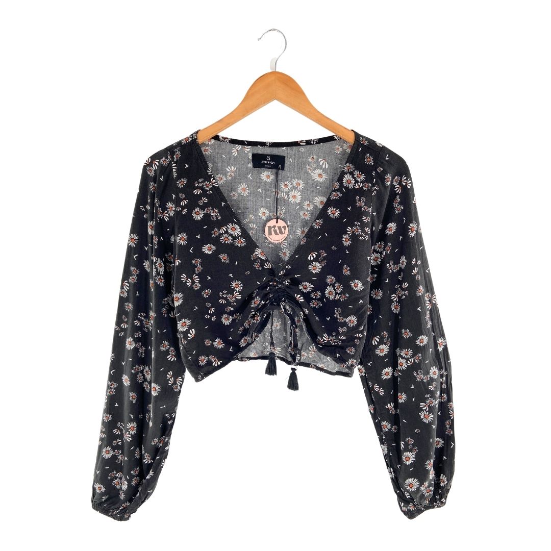 Blusa crop manga larga print