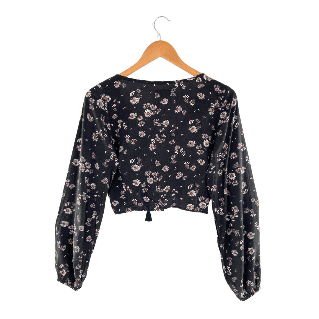 Blusa crop manga larga print