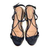 Sandalias en piel con fibra