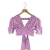 Blusa print dots anudada