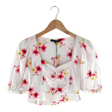 Blusa crop manga corta print