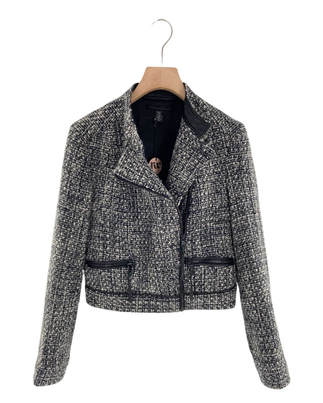 Chaqueta en tweed con cuerina