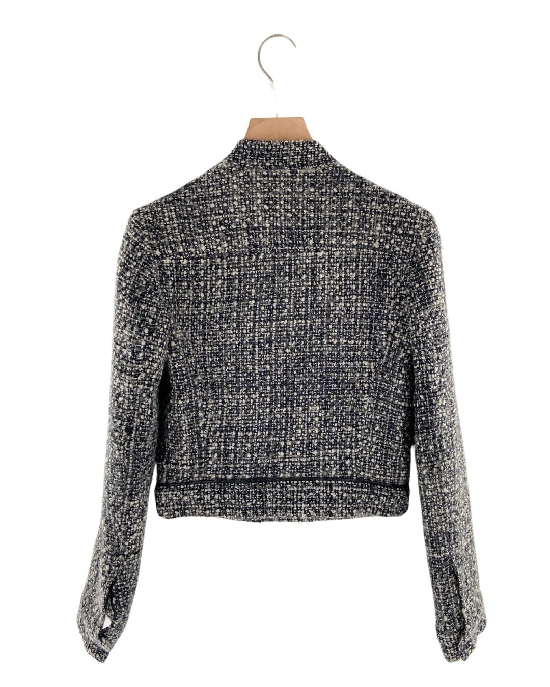 Chaqueta en tweed con cuerina