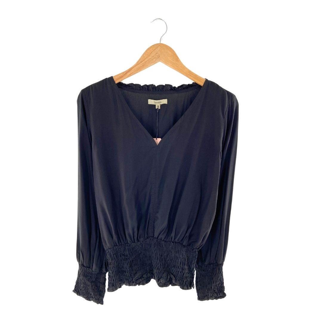 Blusa cuello V encauchada