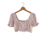 Blusa crop encauchada print