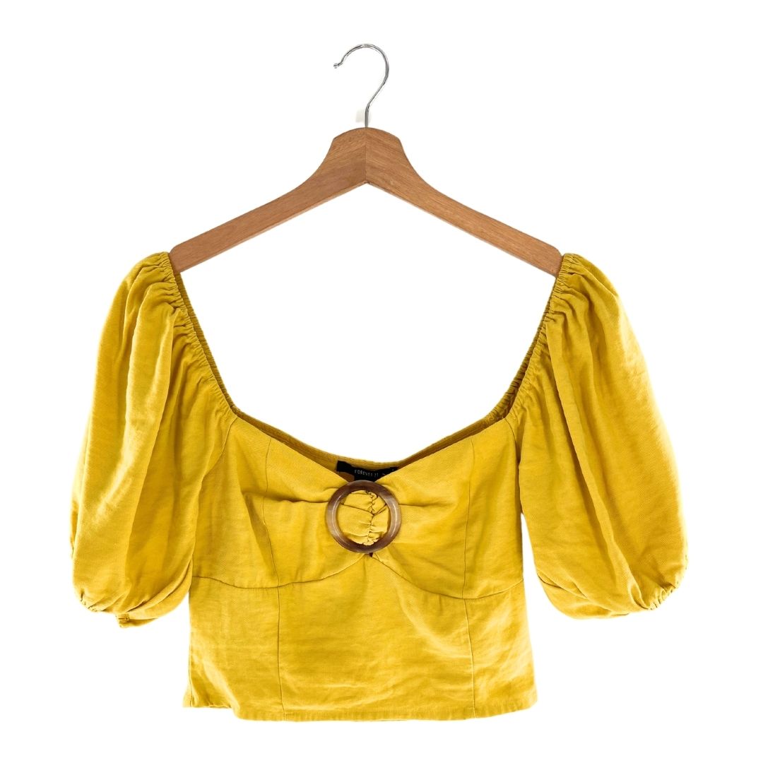 Blusa crop manga globo